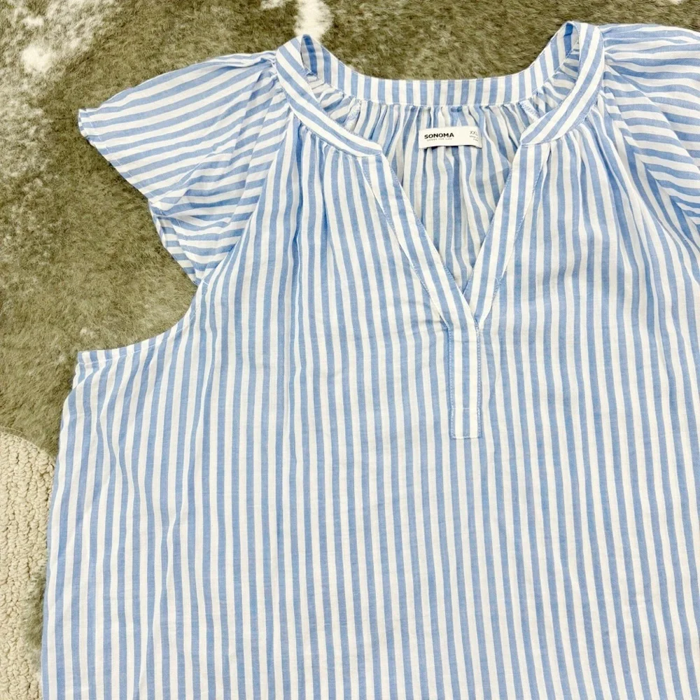 NWT Striped Flutter Sleeve Top XXL - Picture 2 of 11